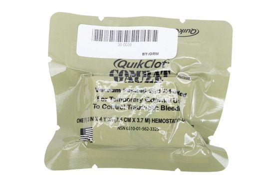 Sealed pack of QuikClot Z-Fold Combat Gauze